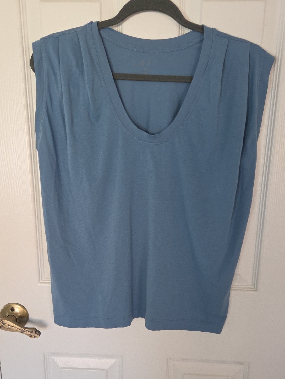 LOFT Dusty Blue Scoop Neck Sleeveless Tank